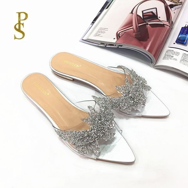 clear crystal female lace drill slippers beautiful flat pointed shoes for women y200624, Black
clear crystal female lace drill slippers beautiful flat pointed shoes for women y200624, Black