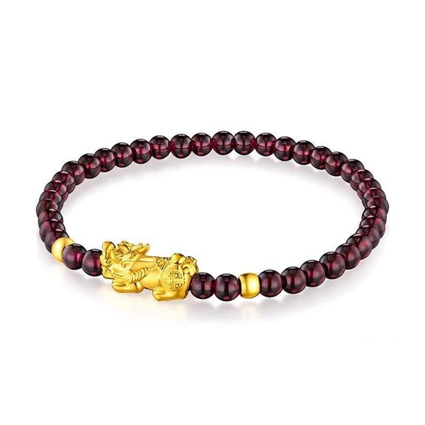 solid 24k yellow gold 3d lucky pixiu bead 4mm red garnet bracelet 16.5cm 1028, Black
solid 24k yellow gold 3d lucky pixiu bead 4mm red garnet bracelet 16.5cm 1028, Black