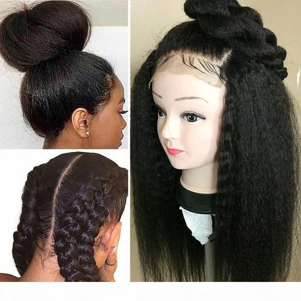 360 lace frontal wig kinky straight hair 4x4 closure wig human hair 180 density glueless kinky straight wig, Black;brown
360 lace frontal wig kinky straight hair 4x4 closure wig human hair 180 density glueless kinky straight wig, Black;brown