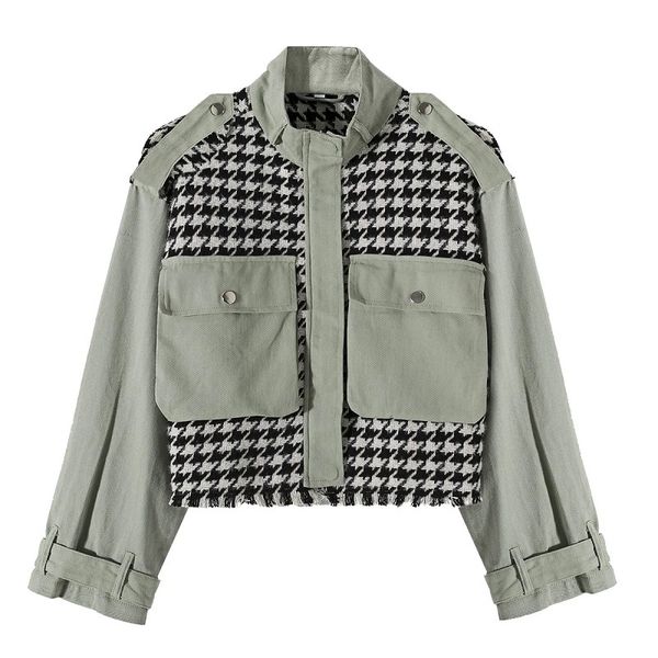 2021 new houndstooth plaid tweed spliced bomber jacket women fashion pockets buttons coats female casual outerwear wxyf, Black;brown
2021 new houndstooth plaid tweed spliced bomber jacket women fashion pockets buttons coats female casual outerwear wxyf, Black;brown