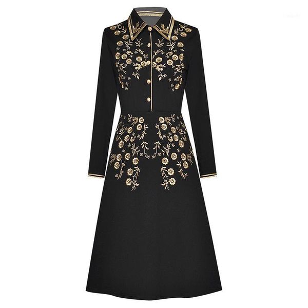 new fashion 2020 runway dress women's long sleeve stunning embroidery midi shirt collar dress1, Black;gray
new fashion 2020 runway dress women's long sleeve stunning embroidery midi shirt collar dress1, Black;gray