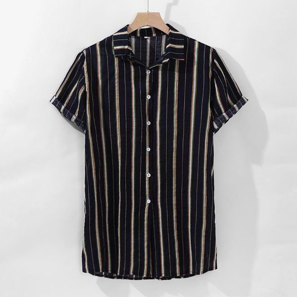 men's colorful summer shirt stripe print short sleeve loose buttons casual shirt cotton beach casual style men1, White;black
men's colorful summer shirt stripe print short sleeve loose buttons casual shirt cotton beach casual style men1, White;black