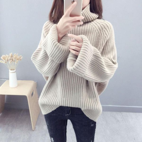ohryiyie new arrival autumn winter thick turtleneck sweaters and pullovers 2020 casual loose knitted pullover female jumper, White;black
ohryiyie new arrival autumn winter thick turtleneck sweaters and pullovers 2020 casual loose knitted pullover female jumper, White;black