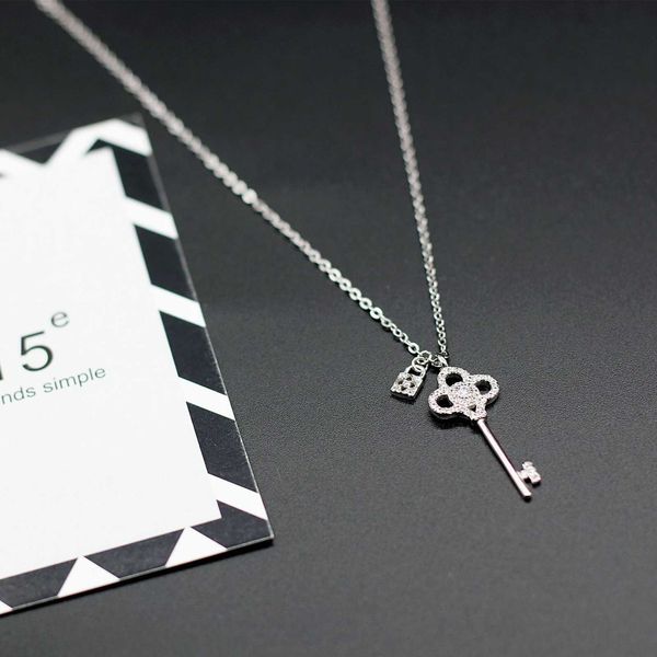 t family classic sweater chain jewelry crown key set zircon pendant temperament clavicle necklace christmas gift, Silver
t family classic sweater chain jewelry crown key set zircon pendant temperament clavicle necklace christmas gift, Silver