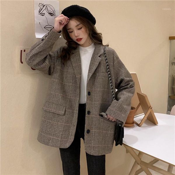 womens blazers 2020 spring casual elegant plaid suit korean-style loose pocket vintage woolen jacket coat ulzzang feminino1, White;black
womens blazers 2020 spring casual elegant plaid suit korean-style loose pocket vintage woolen jacket coat ulzzang feminino1, White;black