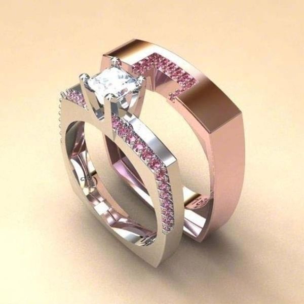 fdlk 2pcs womens girls pink rhinestone ring set anniversary gift engagement bridal wedding party rings jewelry accessories gift, Golden;silver
fdlk 2pcs womens girls pink rhinestone ring set anniversary gift engagement bridal wedding party rings jewelry accessories gift, Golden;silver