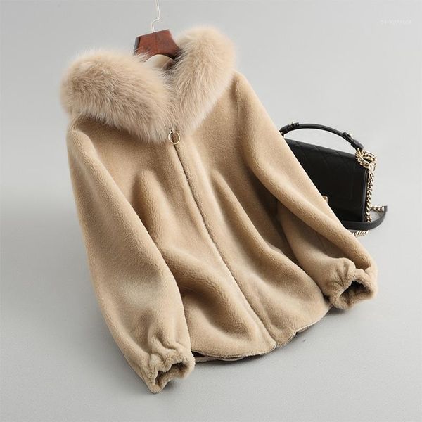women's fur & faux real coat female jacket winter women clothes 2021 collar hooded short wool jacket1, Black
women's fur & faux real coat female jacket winter women clothes 2021 collar hooded short wool jacket1, Black