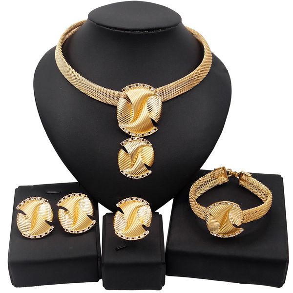 yulaili latest gold color crystal necklace earrings bracelet ring fashion nigerian wedding african costume jewelry sets wholesale, Black
yulaili latest gold color crystal necklace earrings bracelet ring fashion nigerian wedding african costume jewelry sets wholesale, Black