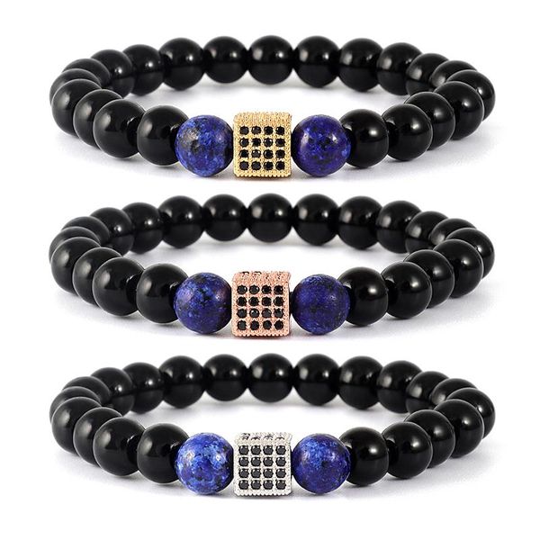 zaer natural stone black bracelet with blue beads square paved crystals metal charm bracelets women men strand bracelets 4 color
zaer natural stone black bracelet with blue beads square paved crystals metal charm bracelets women men strand bracelets 4 color