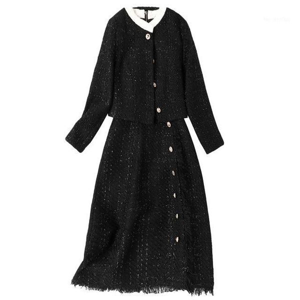 work dresses tweed suits women 2021 winter wool blazer jacket elegant single breasted coat midi dress 2 piece set office lady outfits1, White;black
work dresses tweed suits women 2021 winter wool blazer jacket elegant single breasted coat midi dress 2 piece set office lady outfits1, White;black