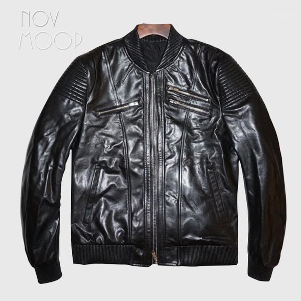 novmoop casual black cow skin genuine leather men jacket calfskin baseball uniform with ribbed hem veste homme jaqueta lt29101
novmoop casual black cow skin genuine leather men jacket calfskin baseball uniform with ribbed hem veste homme jaqueta lt29101