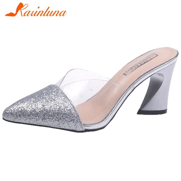 karin ladies 2021 casual slip-on pumps fashion transparent mules women glitters pointed toe summer shoes woman, Black 
karin ladies 2021 casual slip-on pumps fashion transparent mules women glitters pointed toe summer shoes woman, Black
