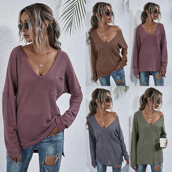 women knitted leisure winter blouse slit pocket jumpers long sleeve loose solid color deep v-neck sweater, White;black
women knitted leisure winter blouse slit pocket jumpers long sleeve loose solid color deep v-neck sweater, White;black