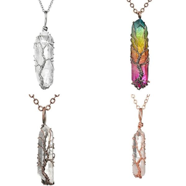vintage copper wire natural crystal necklace tree of life wrapped pendant necklace geometric colorful stone jewelry, Silver
vintage copper wire natural crystal necklace tree of life wrapped pendant necklace geometric colorful stone jewelry, Silver