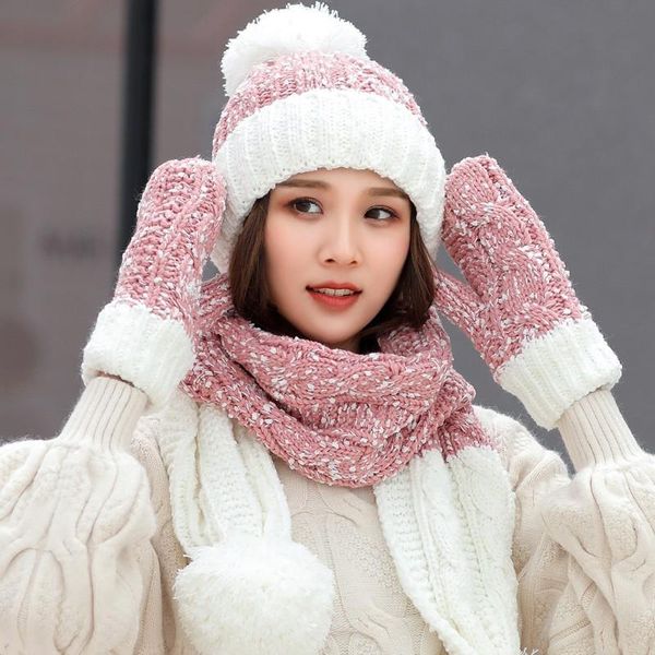 hats, scarves & gloves sets 2021 women winter hat scarf warm knitting skullies beanies three - piece knitted hats set girls caps, Blue;gray 
hats, scarves & gloves sets 2021 women winter hat scarf warm knitting skullies beanies three - piece knitted hats set girls caps, Blue;gray