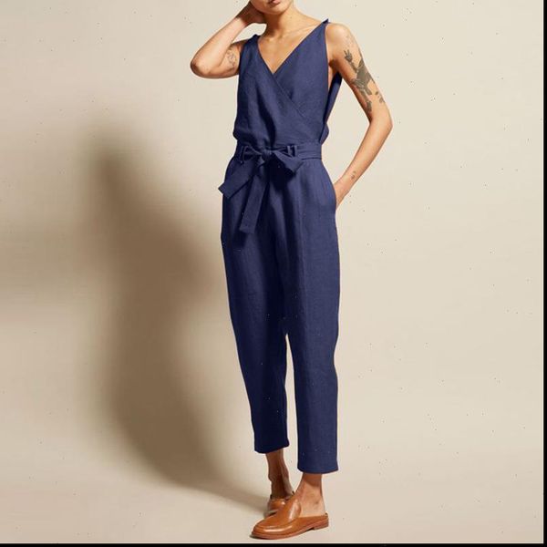 womens cotton line jumpsuit v neck sleeveless sashes overalls ankle length solid plus size 5xl 2020 summer jumpsuits women, Black;white
womens cotton line jumpsuit v neck sleeveless sashes overalls ankle length solid plus size 5xl 2020 summer jumpsuits women, Black;white