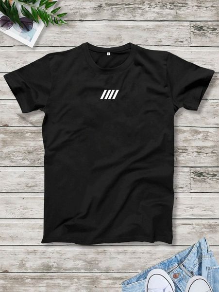 men striped print tee e22n#, White;black