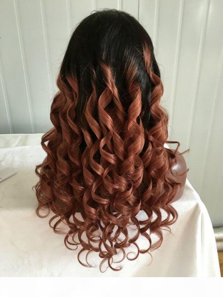 130 density #1b #30 full lace ombre human hair wigs long wavy two tone glueless lace front wig with baby hair around, Black;brown
130 density #1b #30 full lace ombre human hair wigs long wavy two tone glueless lace front wig with baby hair around, Black;brown