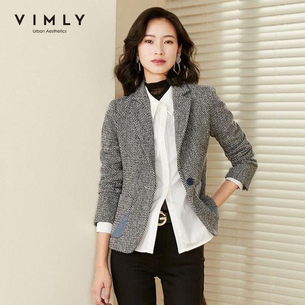 vimly 2021 winter blazers women fashion new notched patchwork single button slim female wool coats and jackets ladies f2956, White;black
vimly 2021 winter blazers women fashion new notched patchwork single button slim female wool coats and jackets ladies f2956, White;black