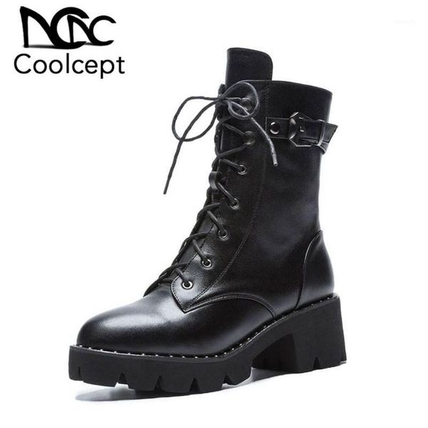 boots coolcept women mid calf genuine leather gothic shoes lace up fashion zipper square heels platform size 33-431, Black
boots coolcept women mid calf genuine leather gothic shoes lace up fashion zipper square heels platform size 33-431, Black