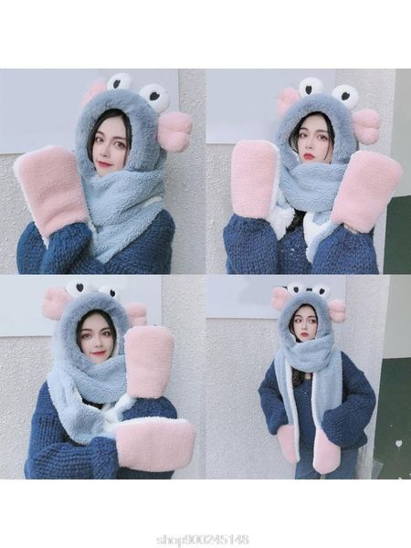 women winter warm 3 in 1 fuzzy plush hooded scarf hat gloves set cartoon windproof earflap cap mittens n09 20 dropshipping, Blue;gray
women winter warm 3 in 1 fuzzy plush hooded scarf hat gloves set cartoon windproof earflap cap mittens n09 20 dropshipping, Blue;gray