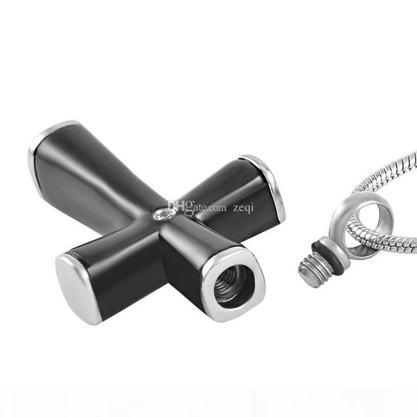 ijd9408 black cross stainless steel cremation pendant necklace crystal memory ashes keepsake urn necklace, Silver
ijd9408 black cross stainless steel cremation pendant necklace crystal memory ashes keepsake urn necklace, Silver