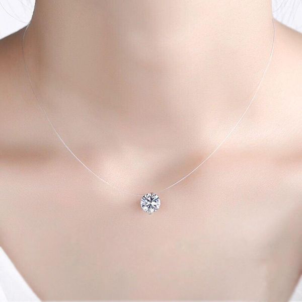 shiny zircon pendant invisible transparent fishing line necklace women choker silver colour necklace
shiny zircon pendant invisible transparent fishing line necklace women choker silver colour necklace