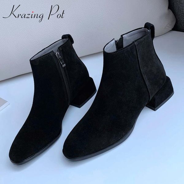 krazing pot large size leisure cow suede streetwear concise thick med heel square toe zipper beauty lady dress ankle boots l60, Black
krazing pot large size leisure cow suede streetwear concise thick med heel square toe zipper beauty lady dress ankle boots l60, Black