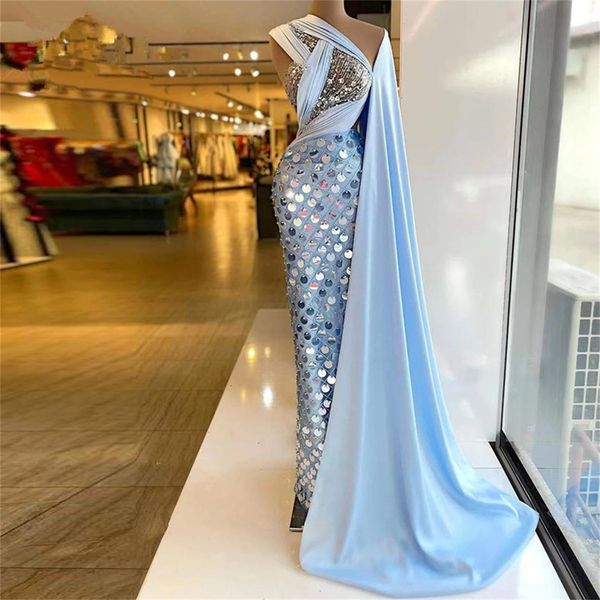 graceful sky blue prom dresses one shoulder sequins ruffles evening dress custom made with wrap floor length celebrity party gown, Black;red
graceful sky blue prom dresses one shoulder sequins ruffles evening dress custom made with wrap floor length celebrity party gown, Black;red