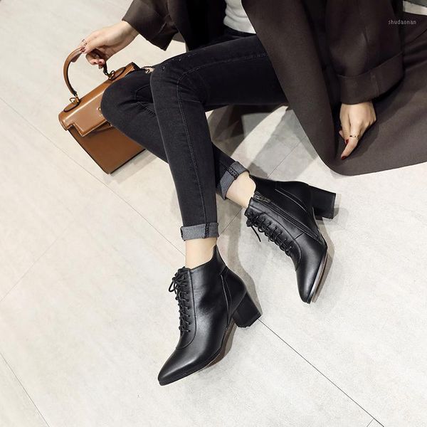 boots women ankle leather autumn winter shoes fashion and elegant lace-up pointed toe mid heels warm plush1, Black
boots women ankle leather autumn winter shoes fashion and elegant lace-up pointed toe mid heels warm plush1, Black