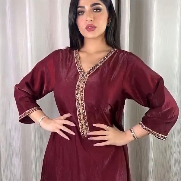 ethnic clothing women muslim dubai diamonds trimmed jalabiya abaya dresses loose satin v neck long sleeves a line kuwait gulf party evening, Red
ethnic clothing women muslim dubai diamonds trimmed jalabiya abaya dresses loose satin v neck long sleeves a line kuwait gulf party evening, Red