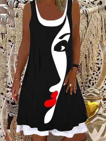 plus size women fashion loose casual floral print round neck short sleeves abstract print fake two-piece summer dress, Black;gray
plus size women fashion loose casual floral print round neck short sleeves abstract print fake two-piece summer dress, Black;gray