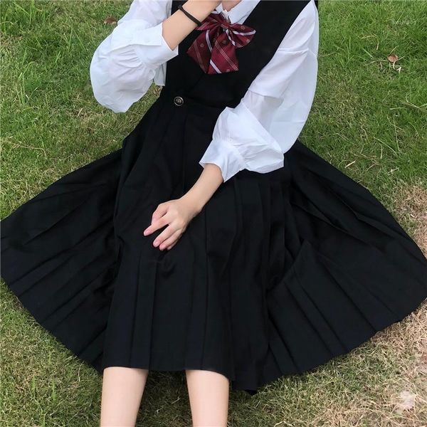 japanese preppy style women 2 pcs set white bow oversized shirt+suspenders black pleated skirt cute kawaii student's jk uniform1, Gray
japanese preppy style women 2 pcs set white bow oversized shirt+suspenders black pleated skirt cute kawaii student's jk uniform1, Gray
