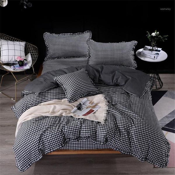 3/4pcs black and white plaid duvet cover set single king size bedding fitted sheets 100% washed cotton linens grey quilts1
3/4pcs black and white plaid duvet cover set single king size bedding fitted sheets 100% washed cotton linens grey quilts1