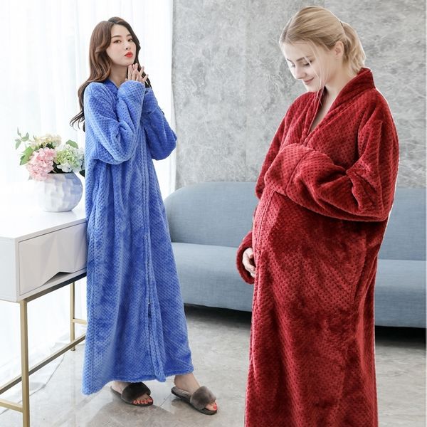 winter lady robe gown exquisite zipper sleepwear nightgown casual flannel bathrobe gown soft keep warm homewear pajamas 210203, Black;red
winter lady robe gown exquisite zipper sleepwear nightgown casual flannel bathrobe gown soft keep warm homewear pajamas 210203, Black;red