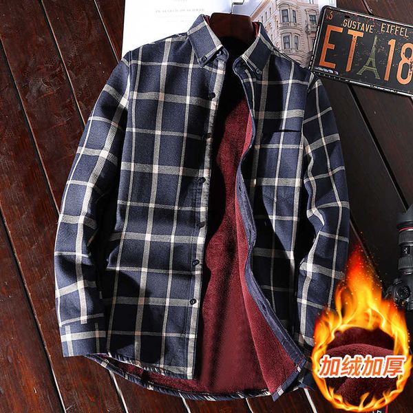 plaid thermal men's winter plush and thickened korean shirt, White;black
plaid thermal men's winter plush and thickened korean shirt, White;black