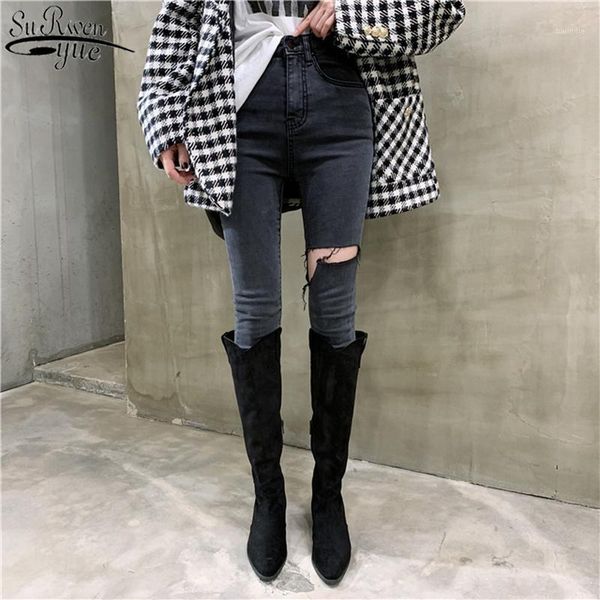 korean style pants for women new high waist jeans washed gray single leg cut slimming burr feet jeans for women 2020 104141, Blue
korean style pants for women new high waist jeans washed gray single leg cut slimming burr feet jeans for women 2020 104141, Blue