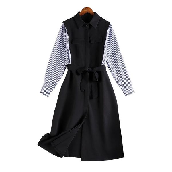 casual dresses women's patchwork dress 5xl plus size striped long sleeve sping and autumn black turn-down collar bow waist, Black;gray
casual dresses women's patchwork dress 5xl plus size striped long sleeve sping and autumn black turn-down collar bow waist, Black;gray