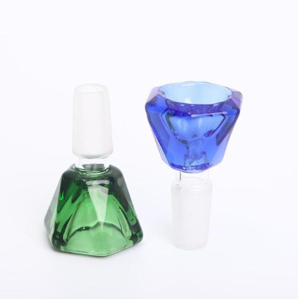 Image of Great Diamond Shape Glasss Bowl Smoking Bowl Diamond Cut Tobacco Bowl with Male 14.5mm 18.8mm Joint