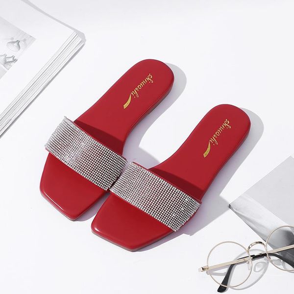 artificial diamond rhinestone slippers open toe slip on women ladies lady woman female red fashion slider slides summer shoes, Black
artificial diamond rhinestone slippers open toe slip on women ladies lady woman female red fashion slider slides summer shoes, Black