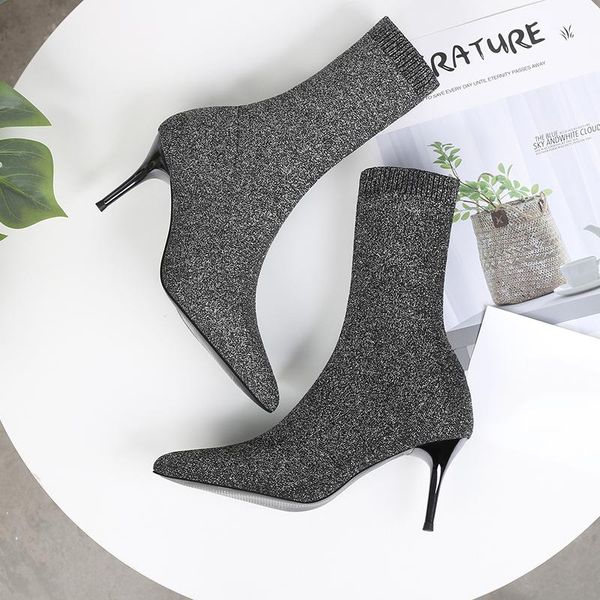 high heel boots for women winter 2020 party ankle booties sock boots shoes fashion new zapatos de mujer stretch knit, Black
high heel boots for women winter 2020 party ankle booties sock boots shoes fashion new zapatos de mujer stretch knit, Black