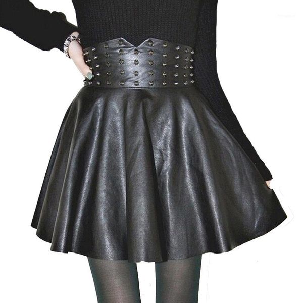 fashion pu leather high waisted skirts womens rivet pleated a-line mini skirt plus size women clothing1, Black
fashion pu leather high waisted skirts womens rivet pleated a-line mini skirt plus size women clothing1, Black