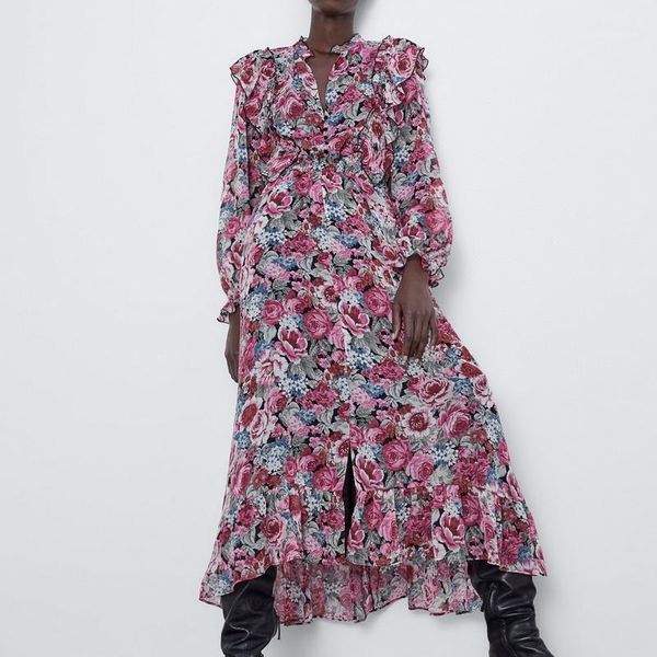women floral chiffon dress autumn 2019 new fashion full sleeve vintage prints pattern modern lady ruffles long dress1, Black;gray
women floral chiffon dress autumn 2019 new fashion full sleeve vintage prints pattern modern lady ruffles long dress1, Black;gray