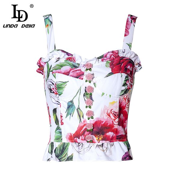 ld linda della 2018 summer t-shirts women's crop elegant floral print short tank casual vest female clothes y200512, White
ld linda della 2018 summer t-shirts women's crop elegant floral print short tank casual vest female clothes y200512, White