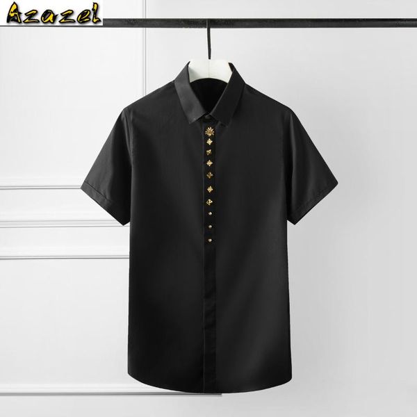 azazel mens shirts luxury metal gold rivet short sleeve men shirts plus size 3xl 4xl camisa masculina solid slim fit man, White;black
azazel mens shirts luxury metal gold rivet short sleeve men shirts plus size 3xl 4xl camisa masculina solid slim fit man, White;black