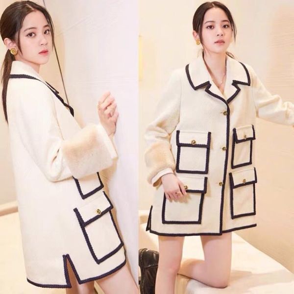 women's wool & blends ouyang nana korean coat version loose fall / winter thick woolen medium length suit for women, Black
women's wool & blends ouyang nana korean coat version loose fall / winter thick woolen medium length suit for women, Black