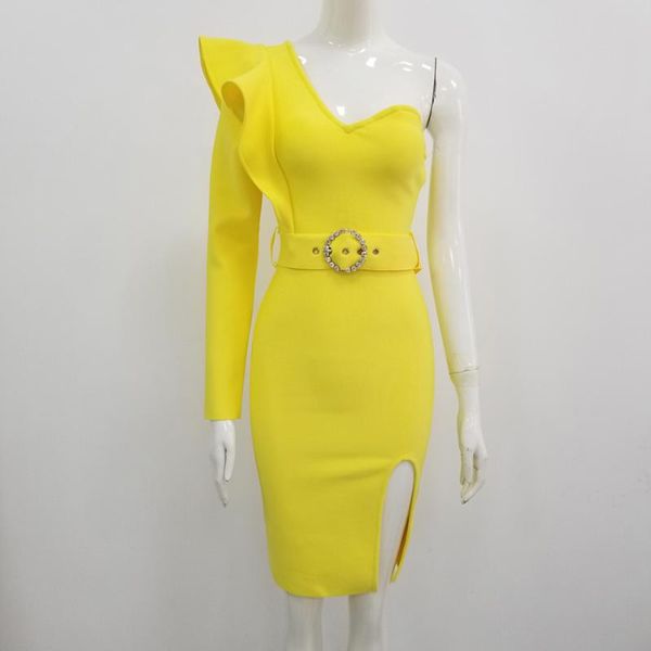 2021 new women yellow long sleeve bodycon bandage dress ruffle belted party club dress, Black;gray
2021 new women yellow long sleeve bodycon bandage dress ruffle belted party club dress, Black;gray