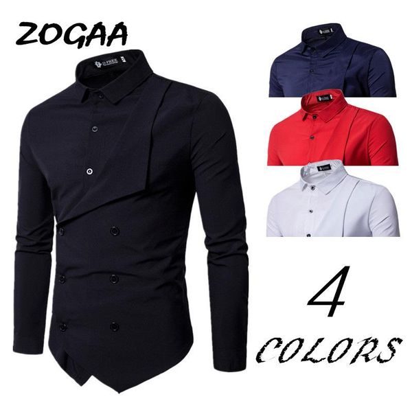 zogaa 2020 new men's personalized double-breasted fake two-piece long-sleeved shirt solid color selling shirt, White;black
zogaa 2020 new men's personalized double-breasted fake two-piece long-sleeved shirt solid color selling shirt, White;black