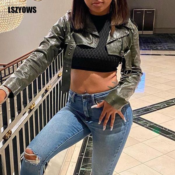 women's jackets green pu leather cropped jacket fashion streetwear punk style women coat casual long sleeve turn-down collar zipper sho, Black;brown
women's jackets green pu leather cropped jacket fashion streetwear punk style women coat casual long sleeve turn-down collar zipper sho, Black;brown