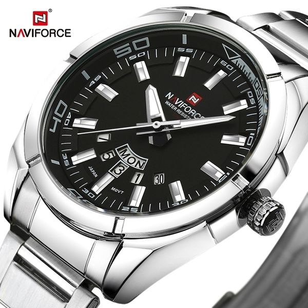 naviforce brand luxury men casual fashion sports watches men's date clock full steel quartz wrist watch relogio masculino t200723, Slivery;brown
naviforce brand luxury men casual fashion sports watches men's date clock full steel quartz wrist watch relogio masculino t200723, Slivery;brown